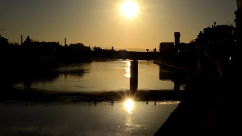 City skyline at the sunset Stock Footage 87183401