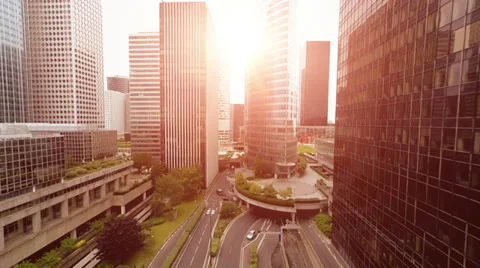 City skyline view at sunset light. aerial view. skyscrapers Stock Footage 39786520
