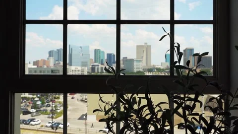 City Skyline View while Quarantined from Coronavirus Covid-19 Lockdown Lonely Video stock 146475742