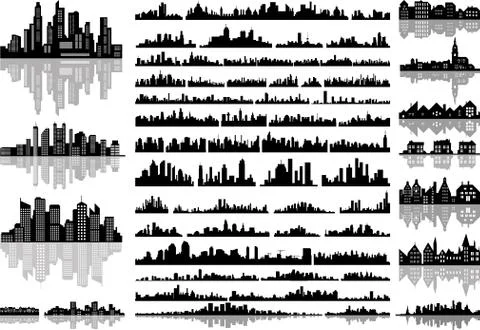City skylines vector set Stock Illustration