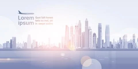 City Skyscraper View Cityscape Background Skyline Silhouette with Copy Space Ilustración de archivo