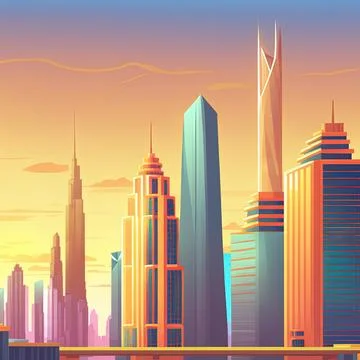 City skyscraper view cityscape background skyline with copy space Stock Illustration