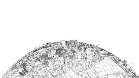 City on small planet. Vector rendering of 3d Ilustración de archivo