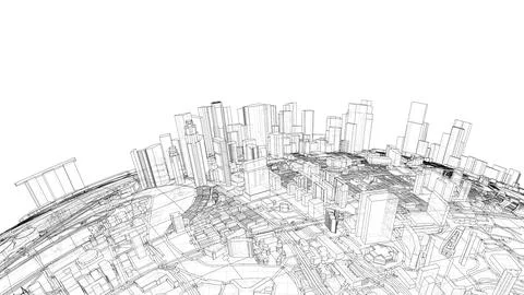 City on small planet. Vector rendering of 3d Ilustración de archivo