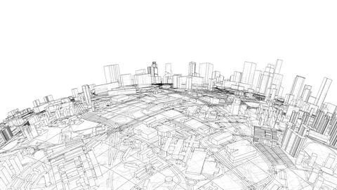 City on small planet. Vector rendering of 3d Stock Illustration