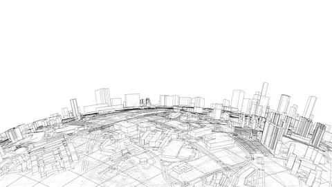 City on small planet. Vector rendering of 3d Ilustración de archivo