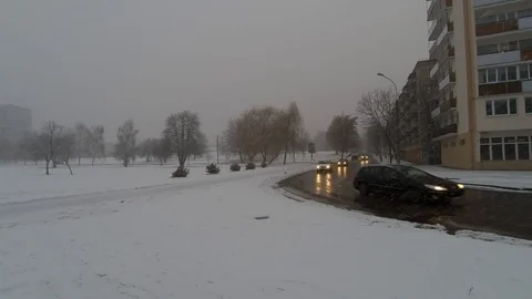 City in the snow. Stock Footage 104662850