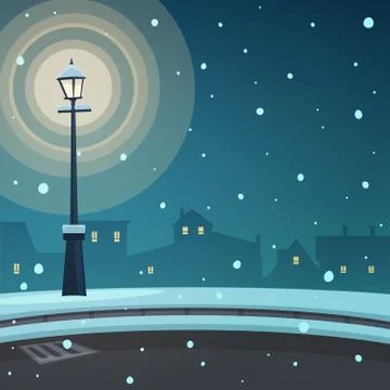 City in the snow Stock Illustration