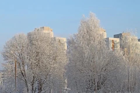 City in snow Stock Photos