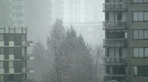 City Snowing, Close Up Stock Footage 10683981