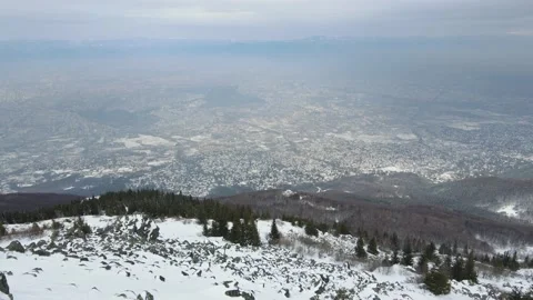City of Sofia and Kamen Del Peak at Vitosha Mountain, Bulgaria Stock Footage 150405055