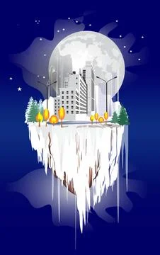 City ​​in space, Stock Illustration