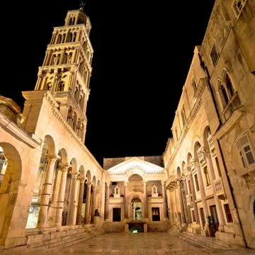 City of Split Peristil square night view Stock Photos