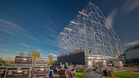 City square framework construction process panorama timelapse 4k Stock Footage 162135989