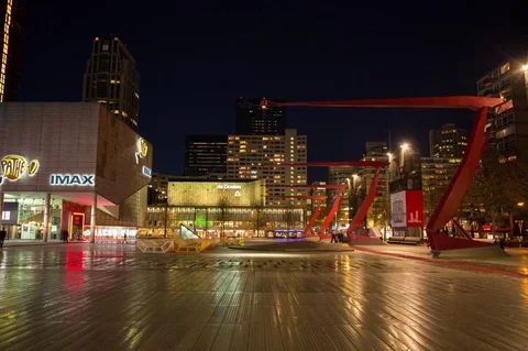 City square at nighttime timelapse Stock Footage 72619764