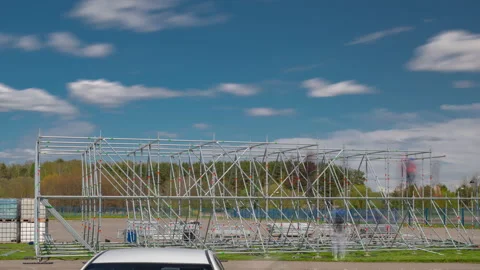 City square stage framework construction process timelapse 4k Stock Footage 162135630