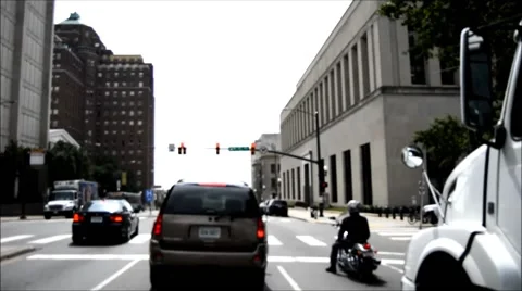City stoplight motorcycle Stock Footage