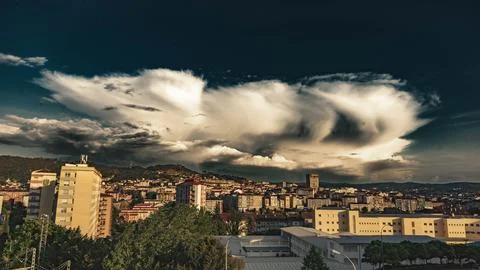 City with storm clouds Stock Photos