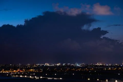 City with stormcloud Stock Photos