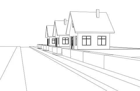 City street development vector perspective sketch llustration Ilustración de archivo