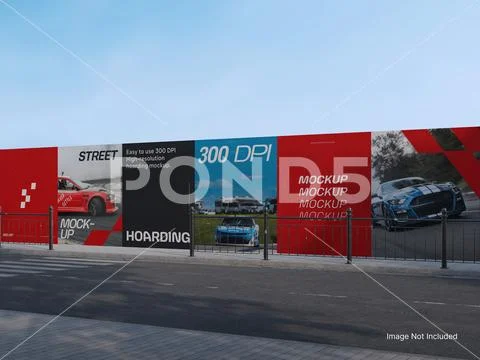 City Street Hoarding Mockup PSD Template