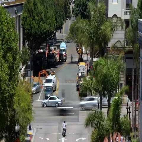 City Street Intersection and Construction Site in San Diego Timela Stock Footage 69696027