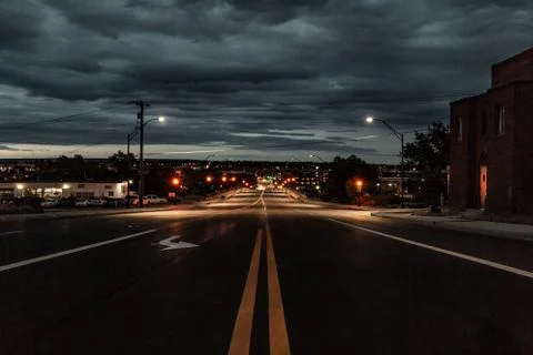 City Street at Night Stock Photos