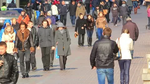 The city street with pedestrians. Stock Footage