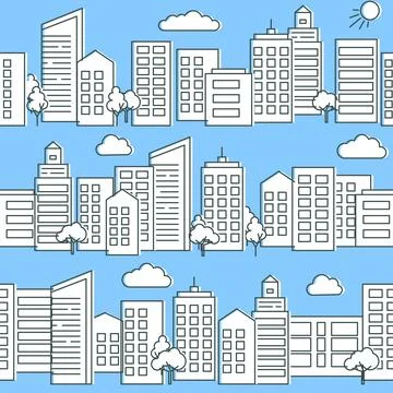 City street seamless pattern in flat style Stock Illustration