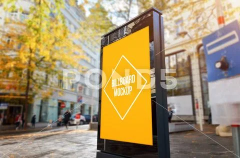 City street vertical billboard mockup PSD-Vorlage