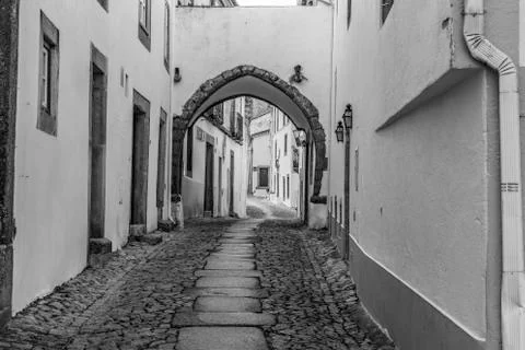 City streets in the castle of Marvao, Portugal Stock Photos