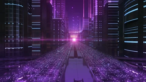City streets of electronic future Stock Footage 113817197