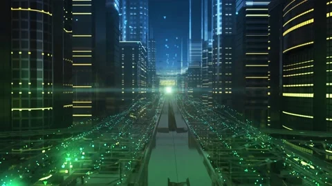 City streets of electronic future 스톡 동영상 113817897