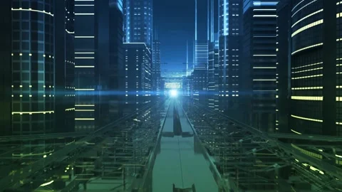 City streets of electronic future Stock Footage 113826437