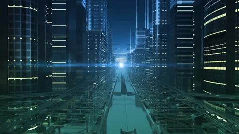 City streets of electronic future 스톡 동영상 113826441