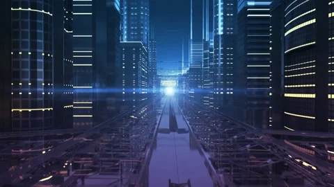 City streets of electronic future Stock Footage 113826442