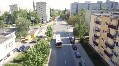 City Streets fly by drone Video stock 89569079