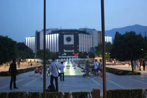 The city  streets of Sofia at night Stock-Fotos