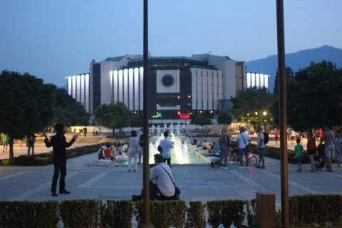 The city  streets of Sofia at night 写真素材
