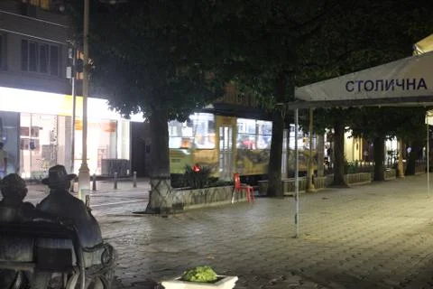 The city  streets of Sofia at night 库存照片