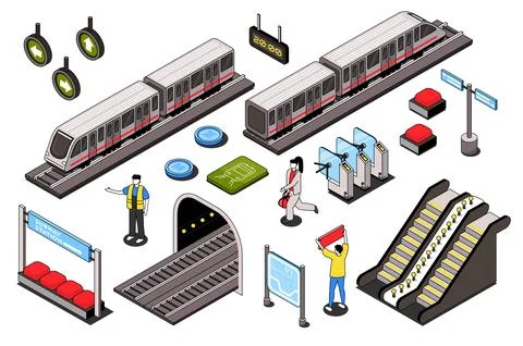 City Subway Isometric Elements イラスト素材