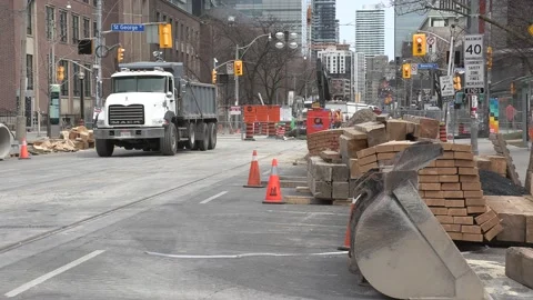 City summer road construction and infrastructure repairs Stock Footage 151808155