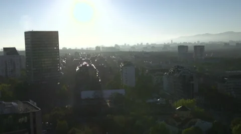 City in sunrise with bird crossing Sofia Bulgary Video stock 52952883