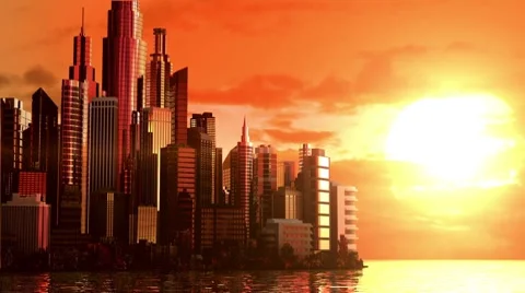 City at sunrise Stock Footage 8535539