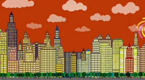 City Sunset animation Stock Footage 24508169