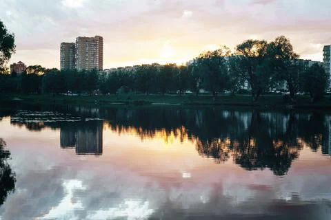 City ​​at Sunset Background Stock Photos