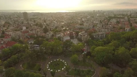 City. Sunset. flight forward. Video stock 94326962