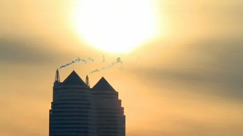 City on sunset. Stock Footage 621962