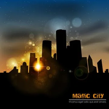 The city at sunset Stock Illustration