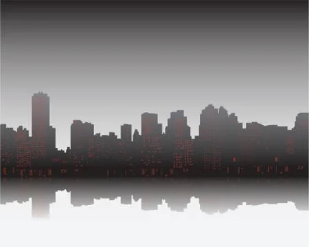 City on sunset Stock Illustration